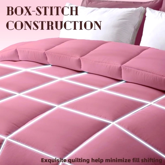 NEW DOWNCOOL Comforter Twin Size, Duvet Insert, Light Pink All Season - Picture 4 of 11